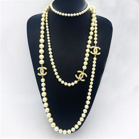 chanel necklace pearl gold|pre owned chanel pearl necklace.